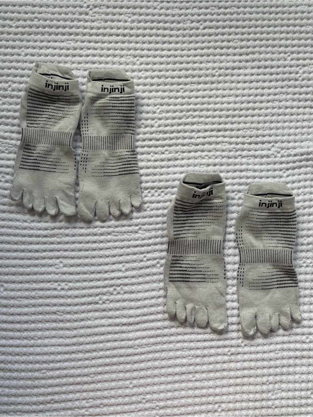 NEW Injinji Run Lightweight No-Show Gray Toe Socks - Lot of 2 Pairs - Size XL